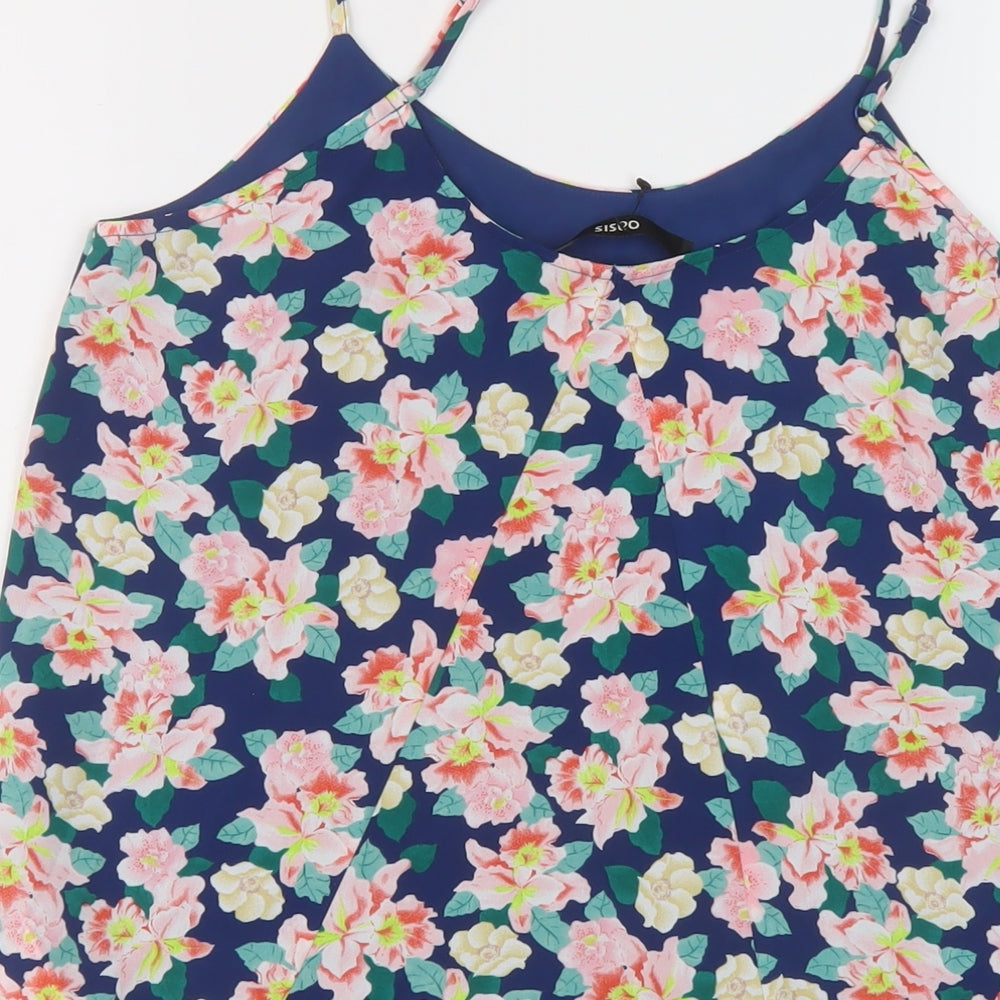 Oasis Womens Multicoloured Floral Polyester Basic Tank Size 8 Round Neck