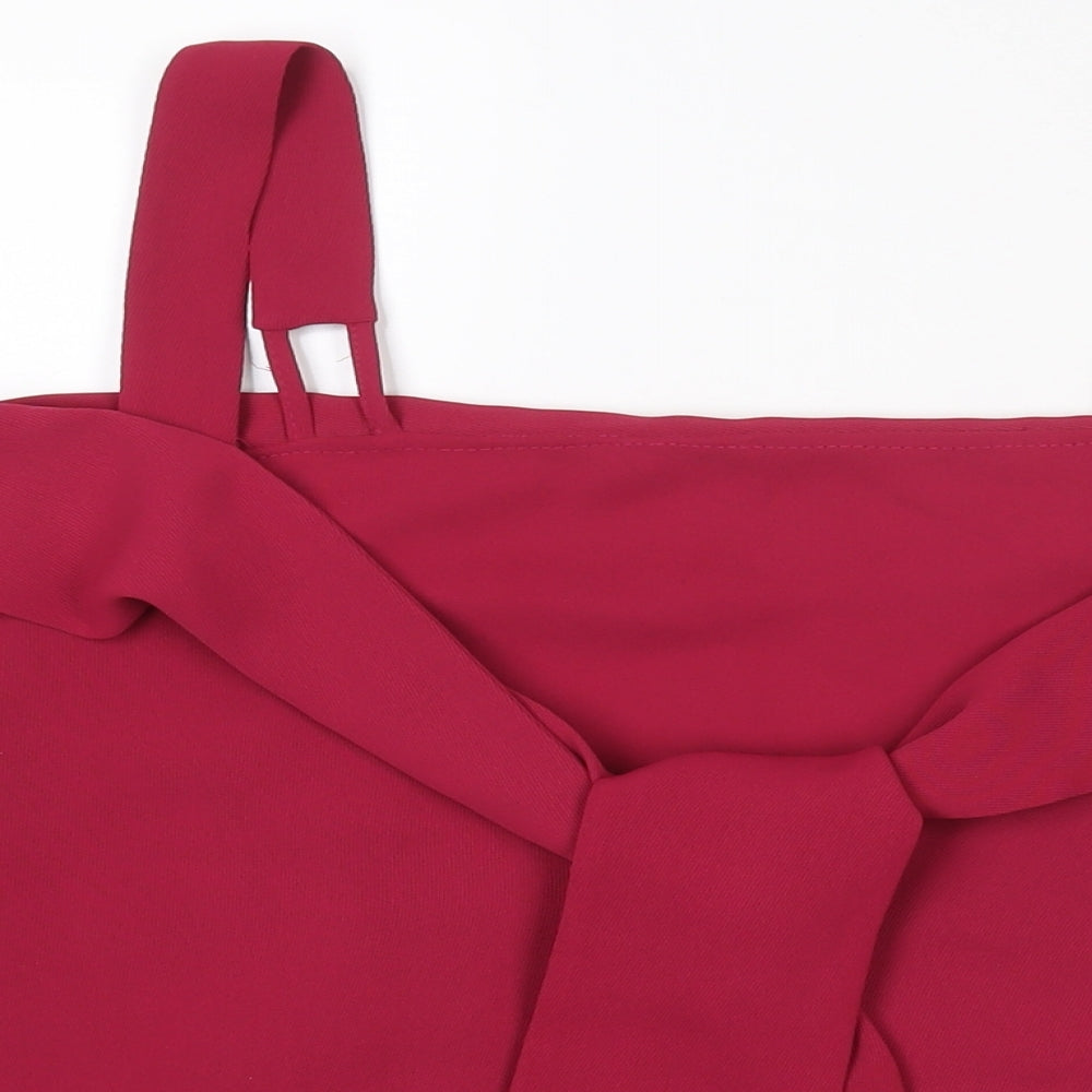 Topshop Womens Pink Polyester Basic Blouse Size 14 Square Neck - Cold Shoulder