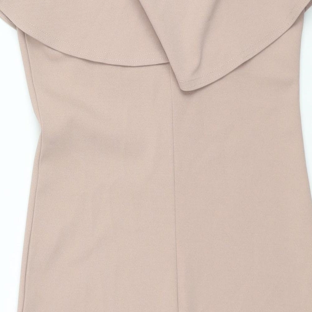 River Island Womens Pink Polyester Pencil Dress Size 10 Boat Neck Pullover