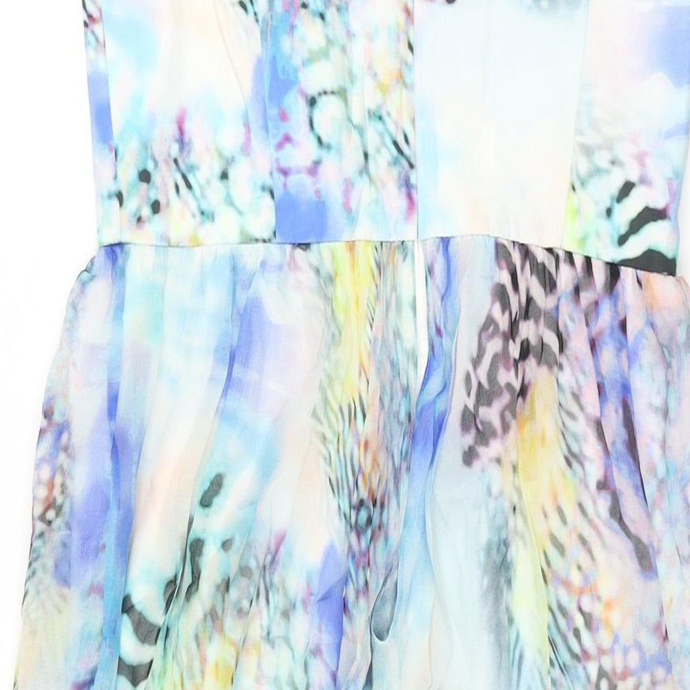 Forever New Womens Multicoloured Geometric Polyester Fit & Flare Size 8 Round Neck Zip
