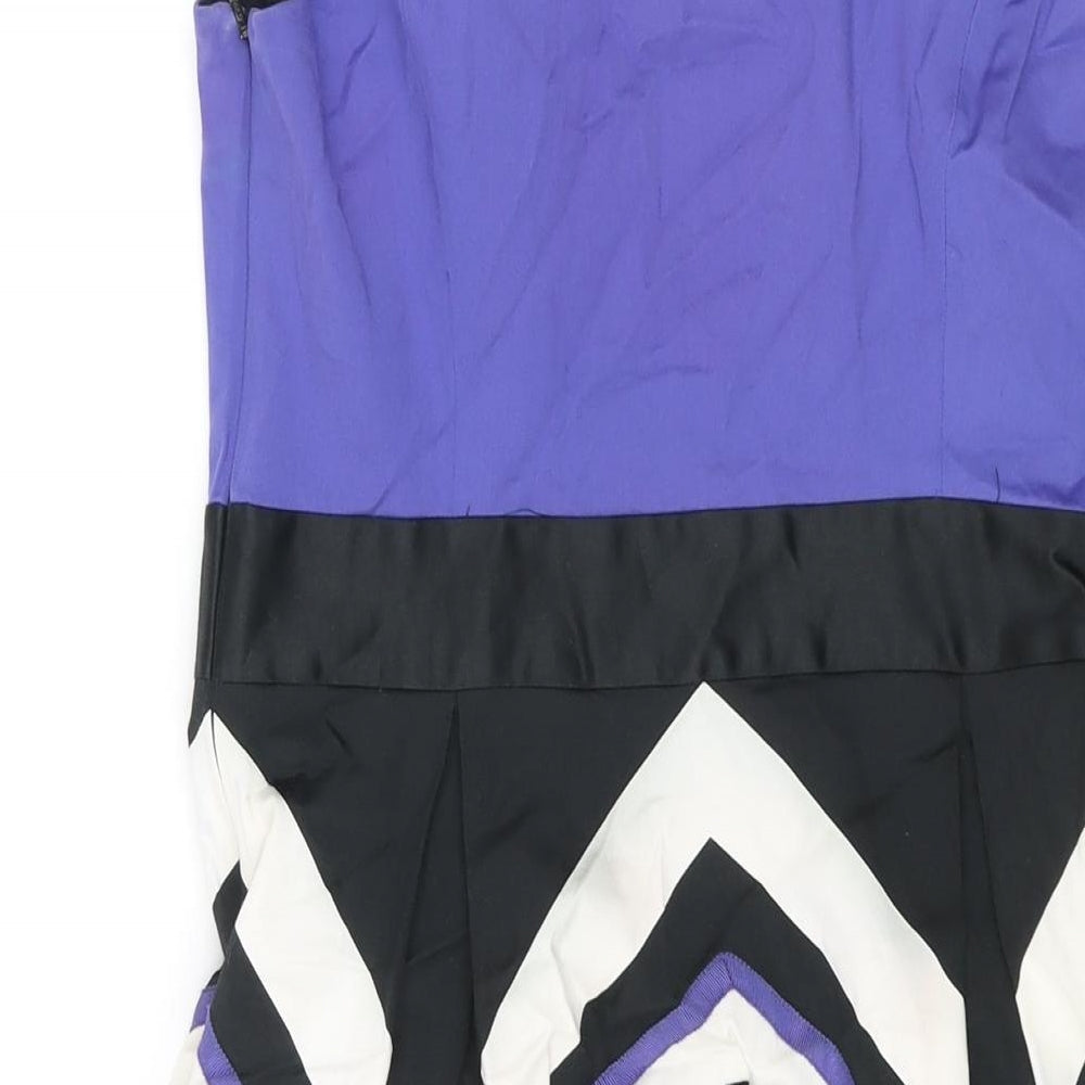 Coast Womens Multicoloured Cotton Shift Size 12 Scoop Neck Zip - Geometric Print
