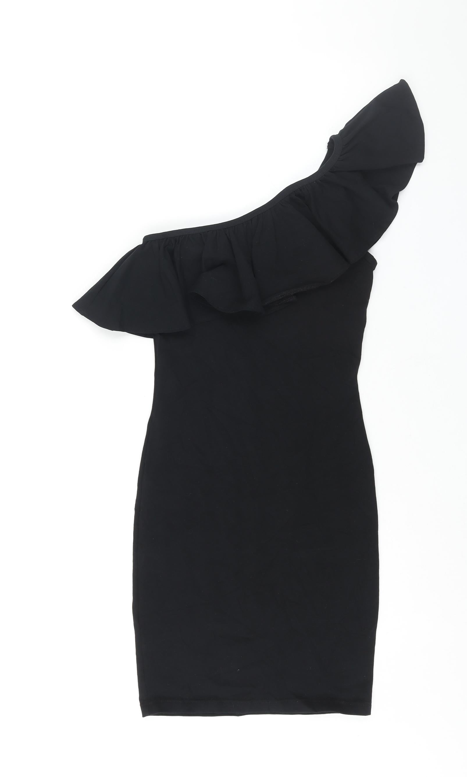 miss selfridge one shoulder dress Miss Selfridge One-Shoulder Ruffle Bodycon Flare Dress Coquette Fairy Pink  Sz 4