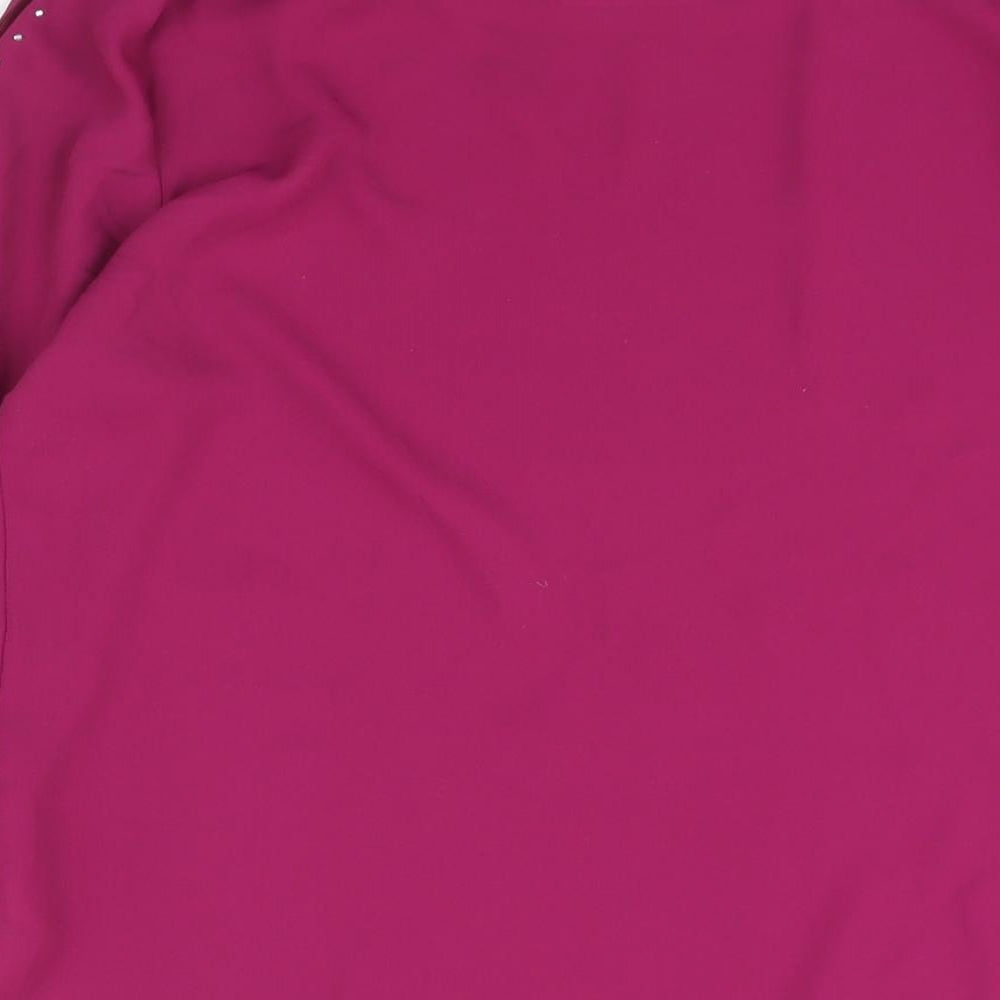 Wallis Womens Purple Polyester Basic Blouse Size 12 Boat Neck - Sleeve Cut Out Stud Detail