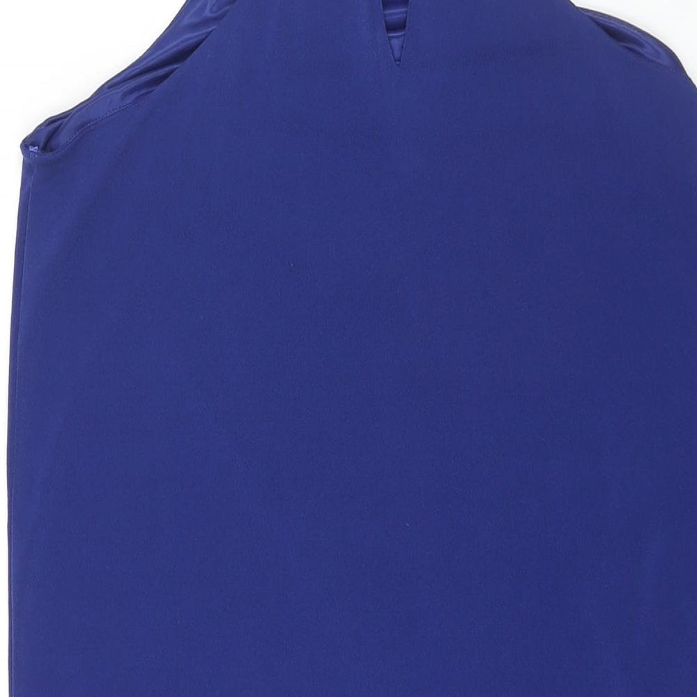 Mango Womens Blue Polyester Shift Size S Square Neck Button