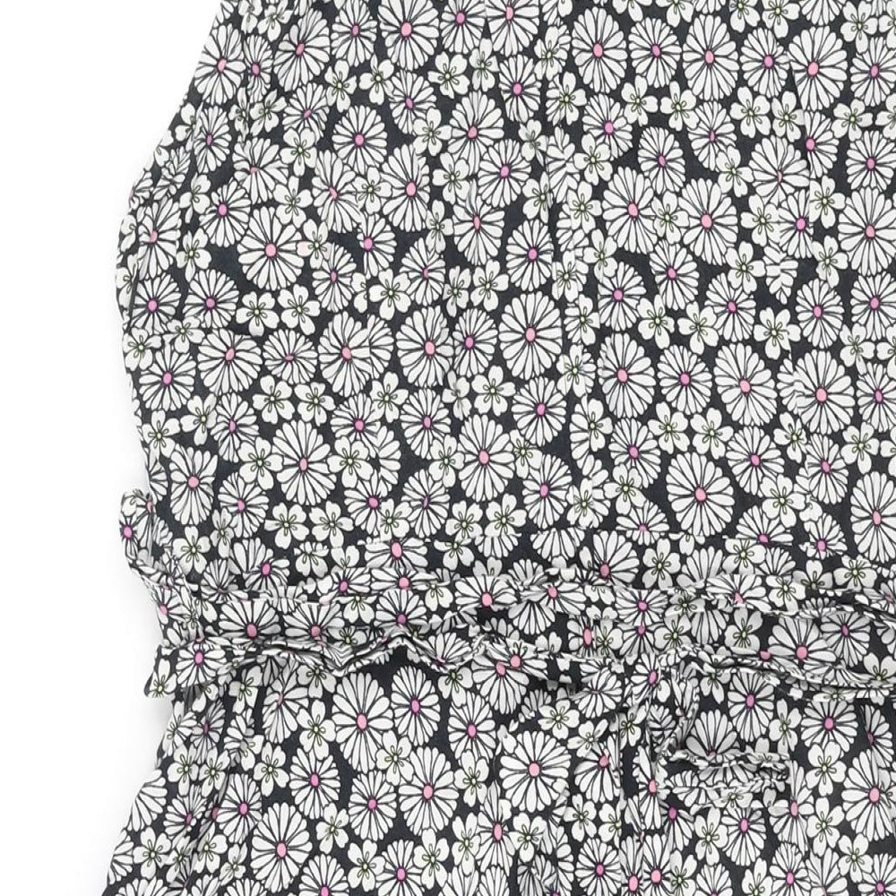 Wallis Womens Multicoloured Geometric Viscose Shift Size 16 Round Neck Zip - Lace Detail Belted Floral Print