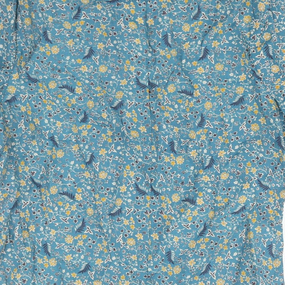 Marks & Spencer Womens Blue Geometric Modal Basic Blouse Size 6 Round Neck - Floral Print