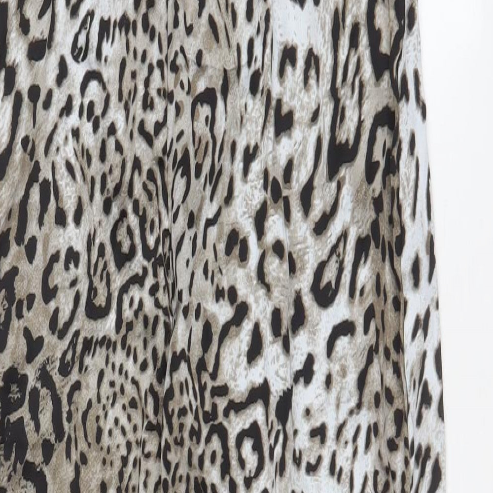 Missguided Womens Grey Animal Print Polyester A-Line Size 12 Cowl Neck Zip