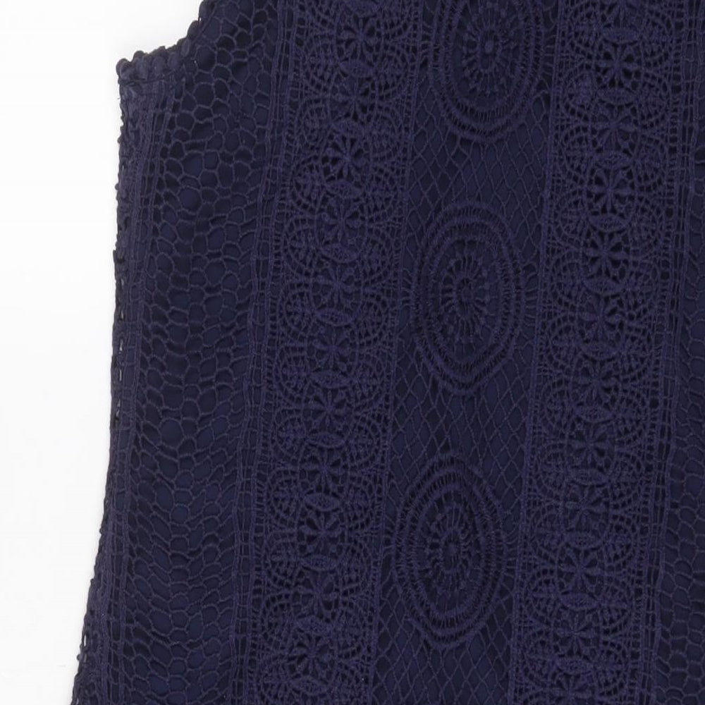 Solitaire Womens Blue Cotton A-Line Size M Scoop Neck Pullover