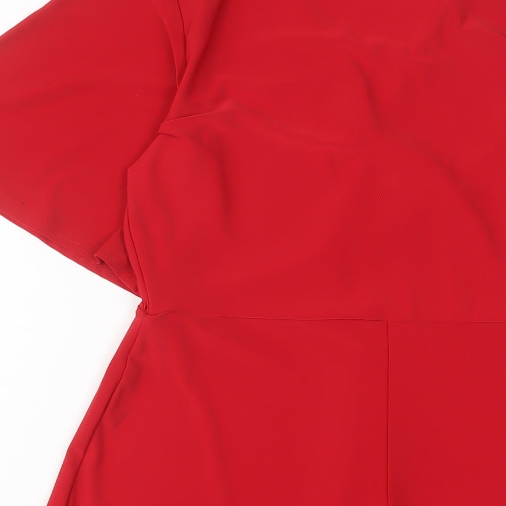 Missguided Womens Red Polyester Playsuit One-Piece Size 8 L3 in Pullover