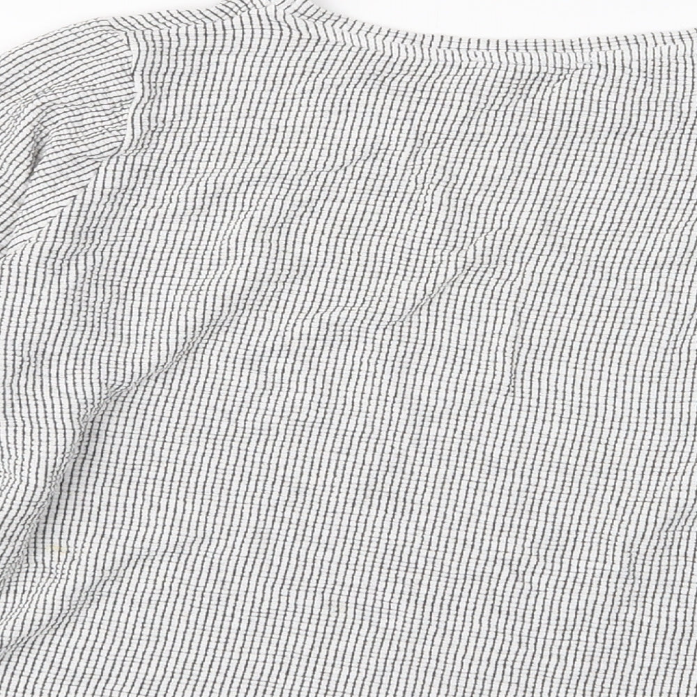 Zara Womens Grey Polyester Cropped T-Shirt Size M Crew Neck