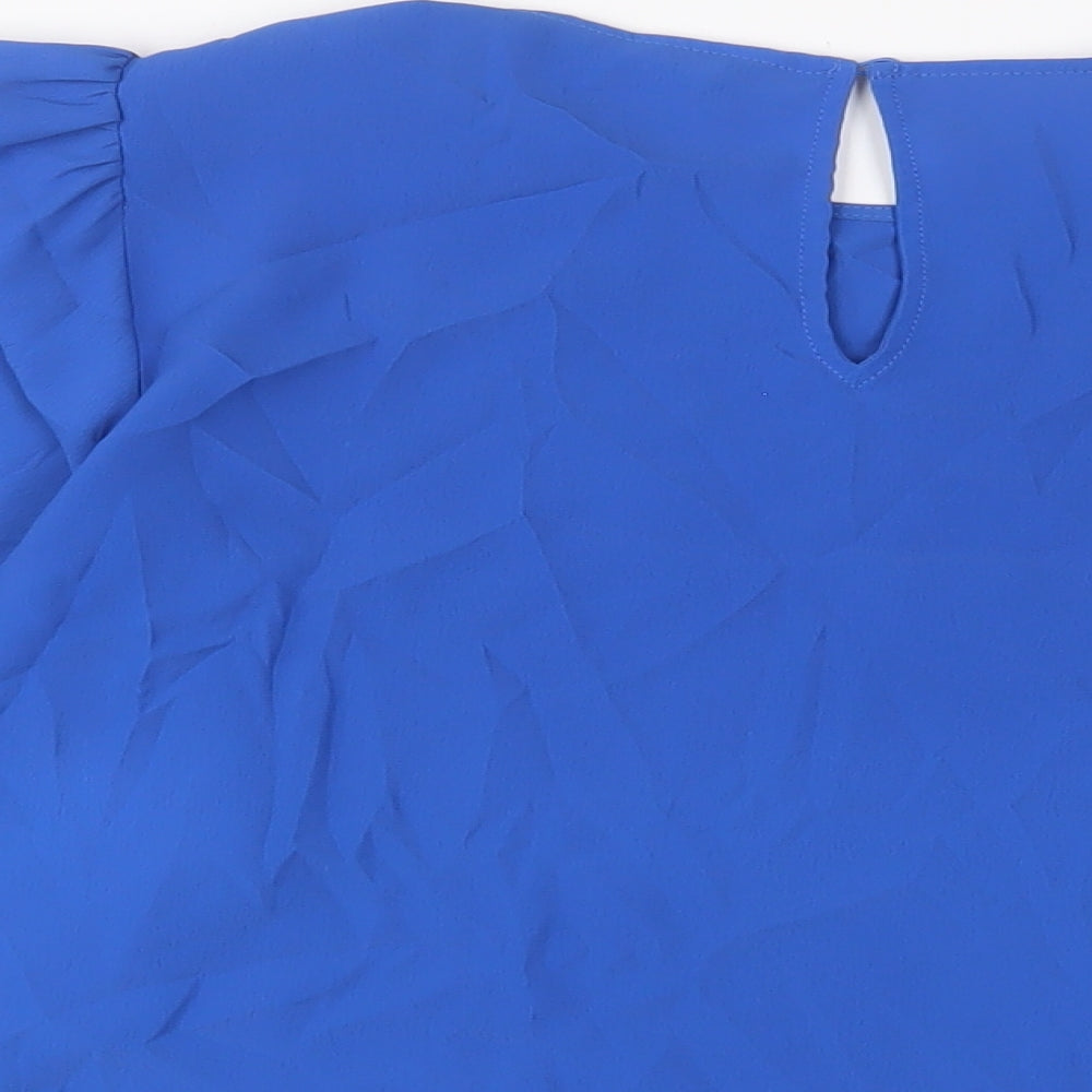 Zara Womens Blue Polyester Basic Blouse Size M Crew Neck