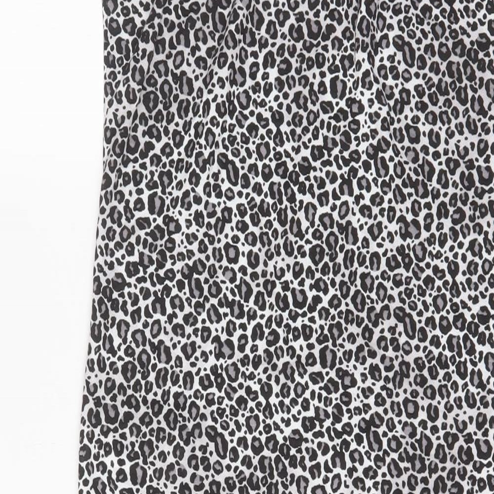 Per Una Womens Grey Animal Print Polyester A-Line Size 10 V-Neck Pullover