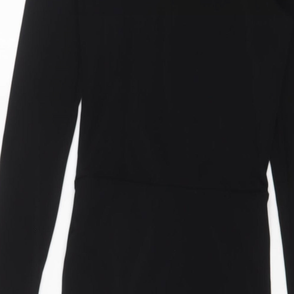 New Look Womens Black Polyester Bodycon Size 8 V-Neck Pullover
