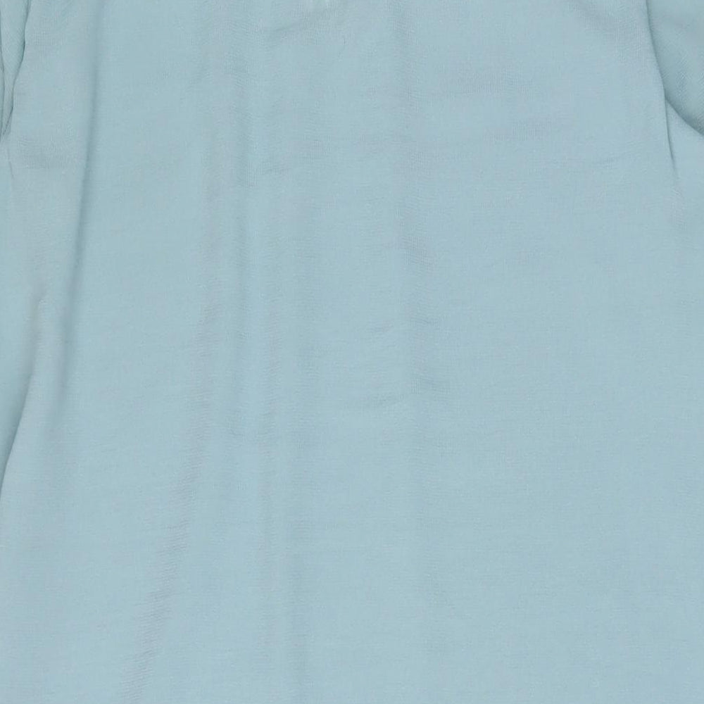 H&M Womens Blue Polyester Sheath Size 12 Boat Neck Zip - Pleated
