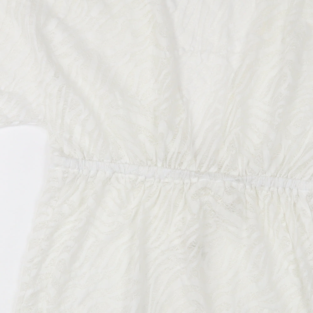 NEXT Womens White Polyester A-Line Size 8 V-Neck Pullover