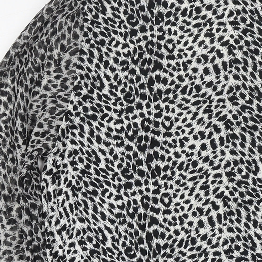 Oasis Womens Grey Animal Print Viscose Basic Blouse Size XS Round Neck