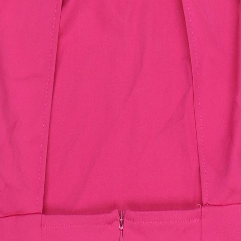 Mohito Womens Pink Polyester A-Line Size 10 Round Neck Zip - Cut Out Detail