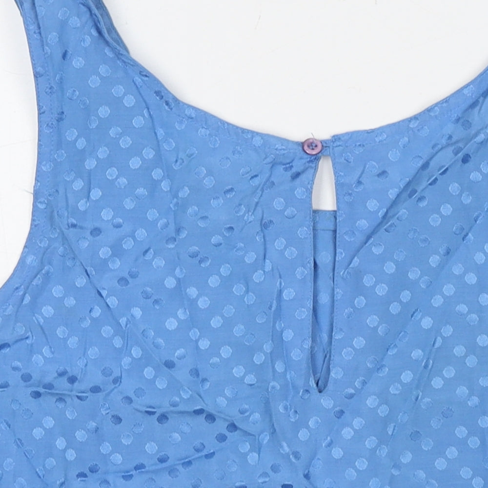 H&M Womens Blue Polka Dot Polyester Basic Tank Size S Round Neck