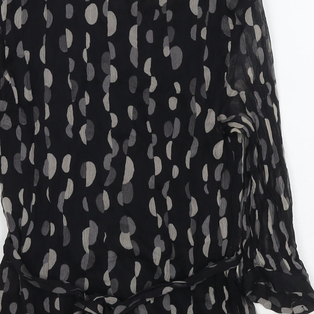 Zara Womens Black Polka Dot Silk Basic Blouse Size S Round Neck
