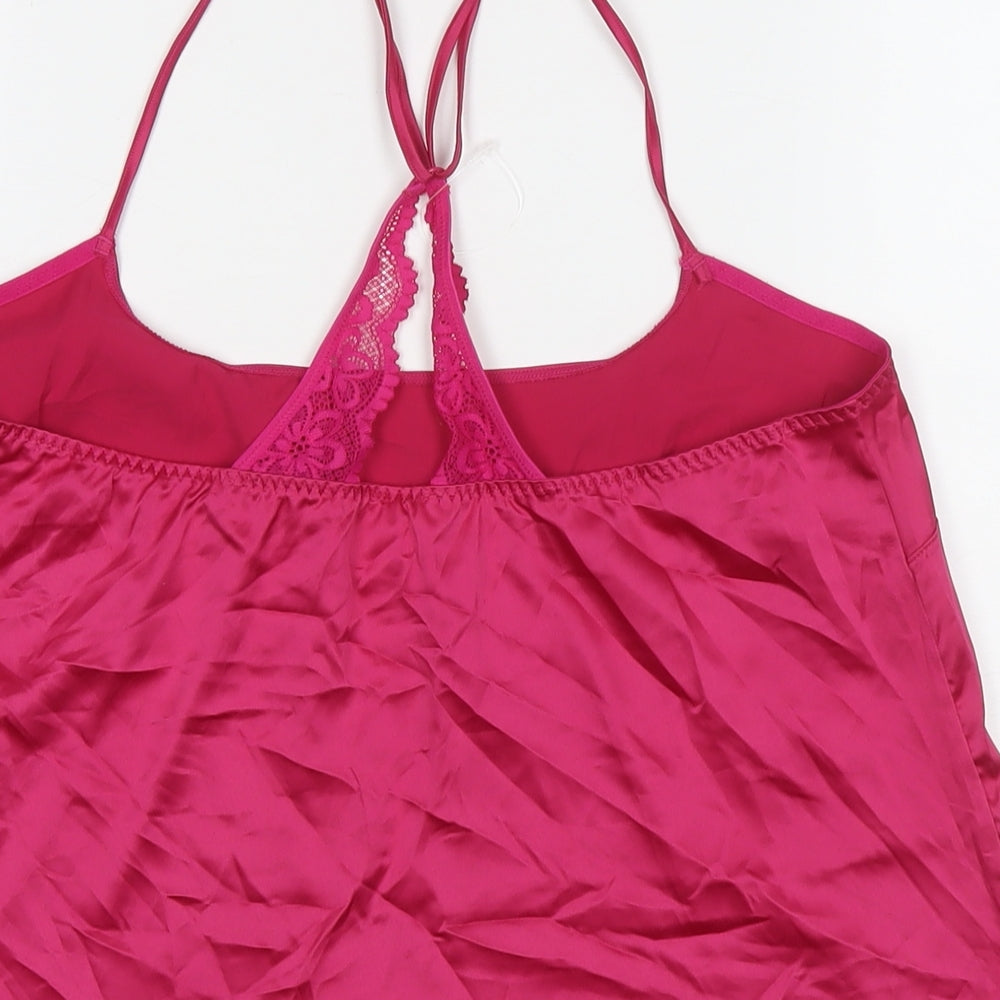 Marks & Spencer Womens Pink Polyester Camisole T-Shirt Size L Round Neck