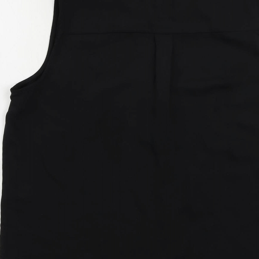 H&M Womens Black Polyester Basic Blouse Size 8 V-Neck