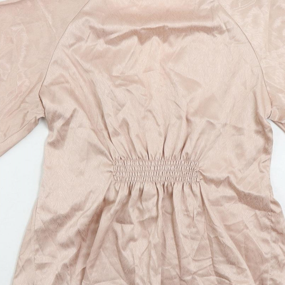 New Look Womens Pink Polyester Basic Blouse Size 8 V-Neck
