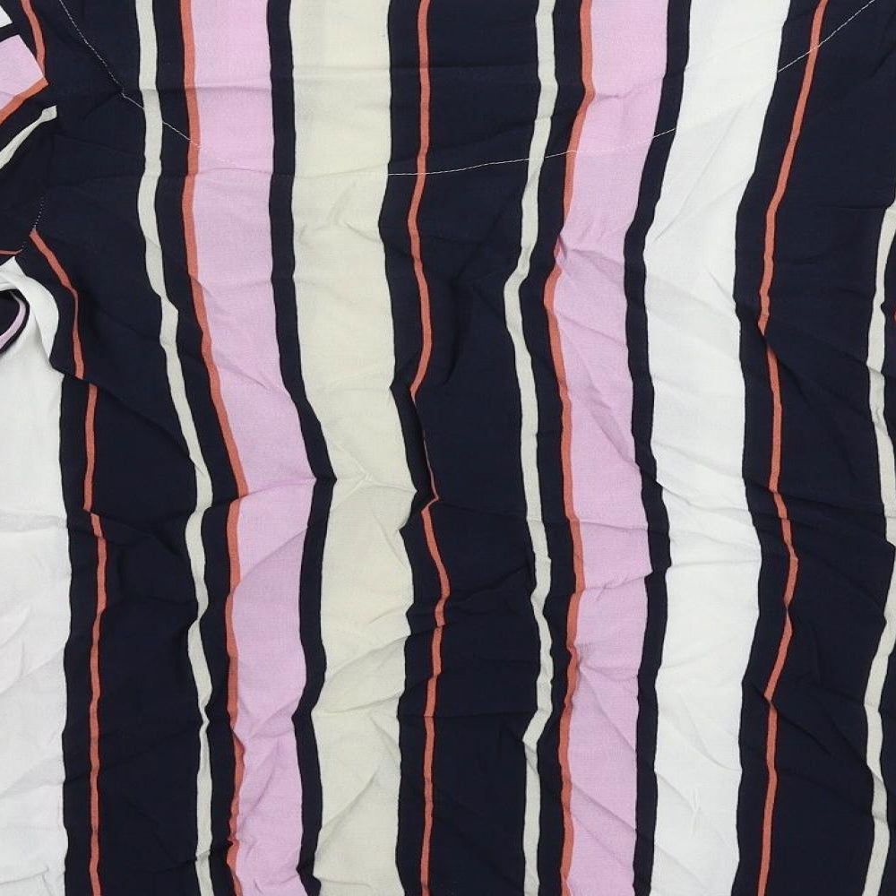 NEXT Womens Multicoloured Striped Viscose Basic Blouse Size 12 Boat Neck