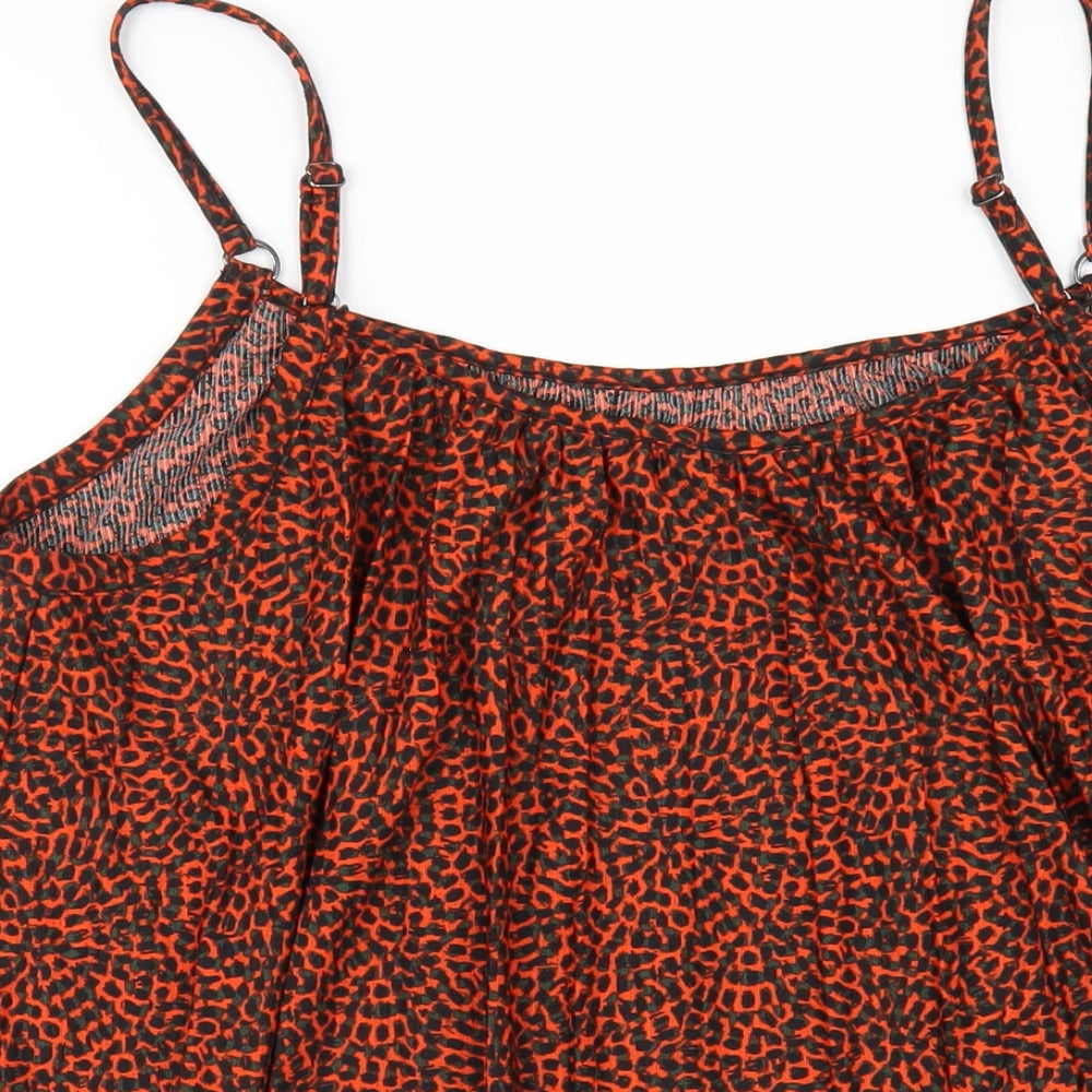NEXT Womens Orange Geometric Polyester Camisole T-Shirt Size 20 Round Neck