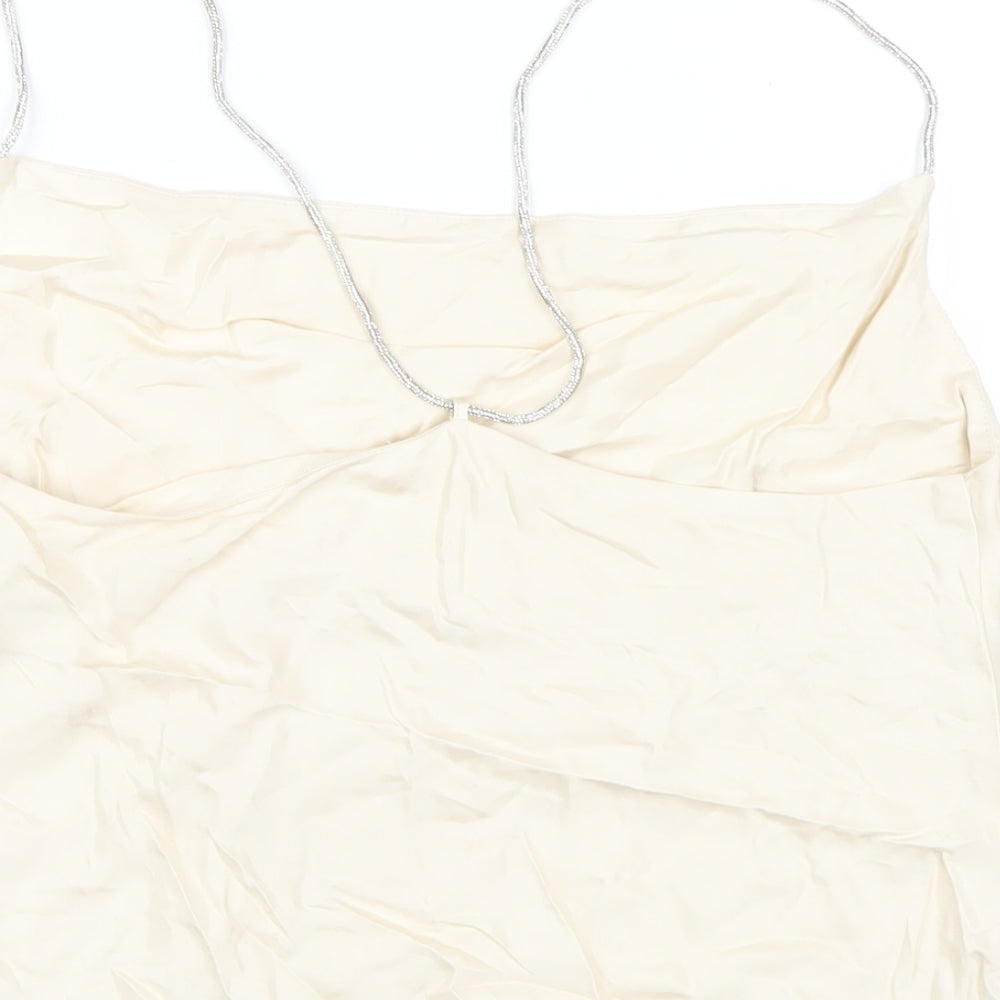 H&M Womens Ivory Viscose Camisole Blouse Size S Cowl Neck