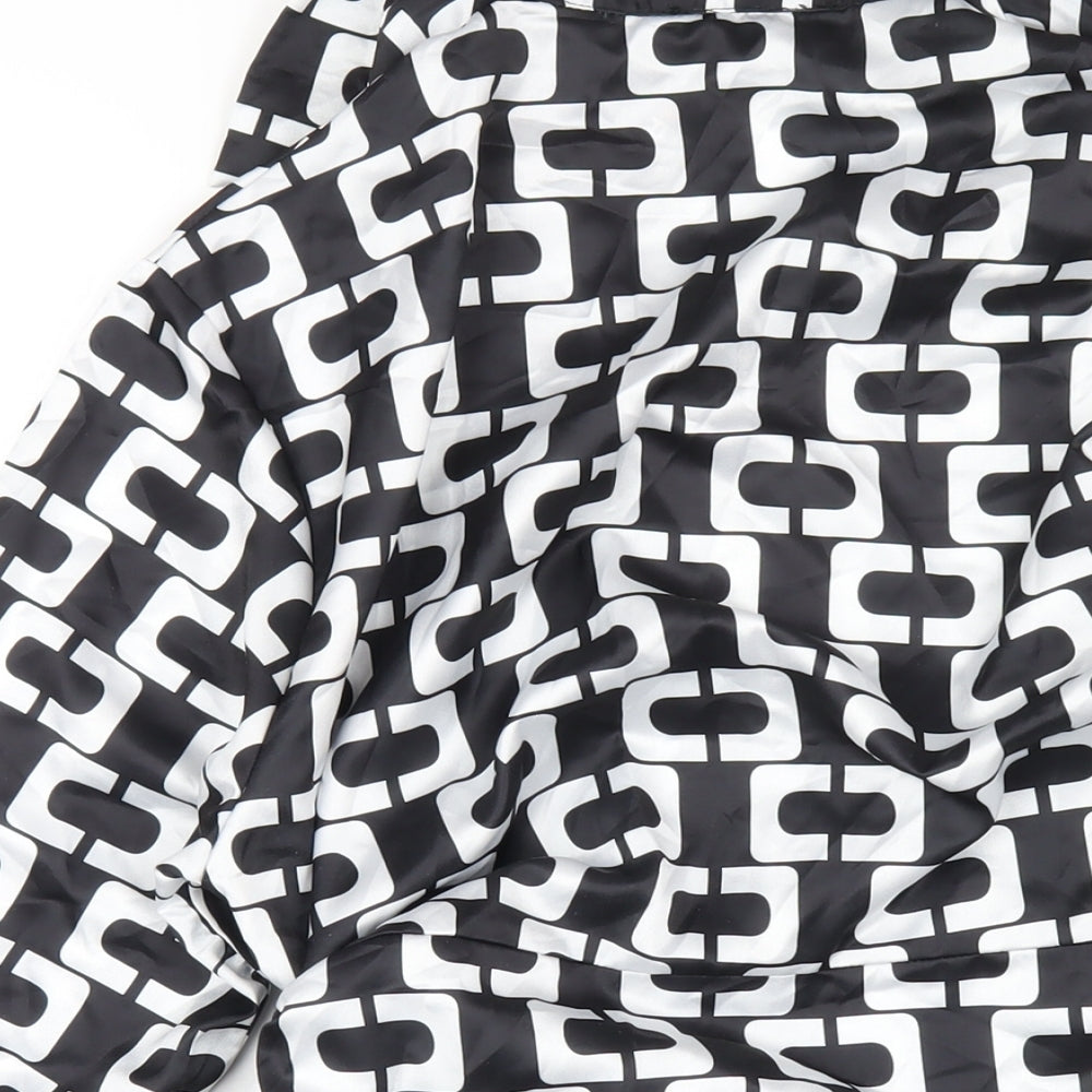 Cameo Rose Womens Black Geometric Polyester Bodycon Size 12 Collared Tie