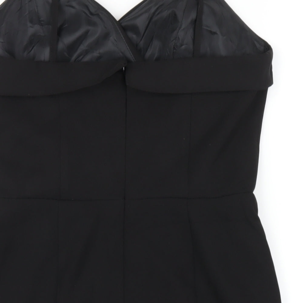 Topshop Womens Black Polyester A-Line Size 10 Sweetheart Zip