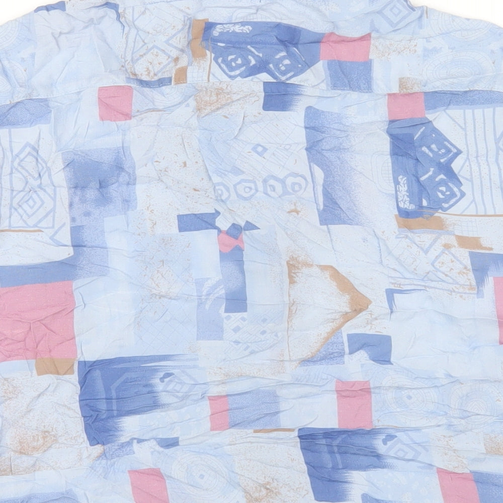 ASOS Mens Blue Geometric Viscose Button-Up Size S Collared Button
