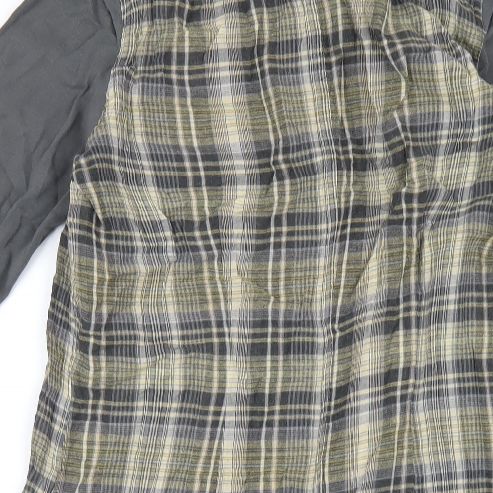 Sandwich Womens Multicoloured Plaid Polyester A-Line Size 10 Round Neck Button