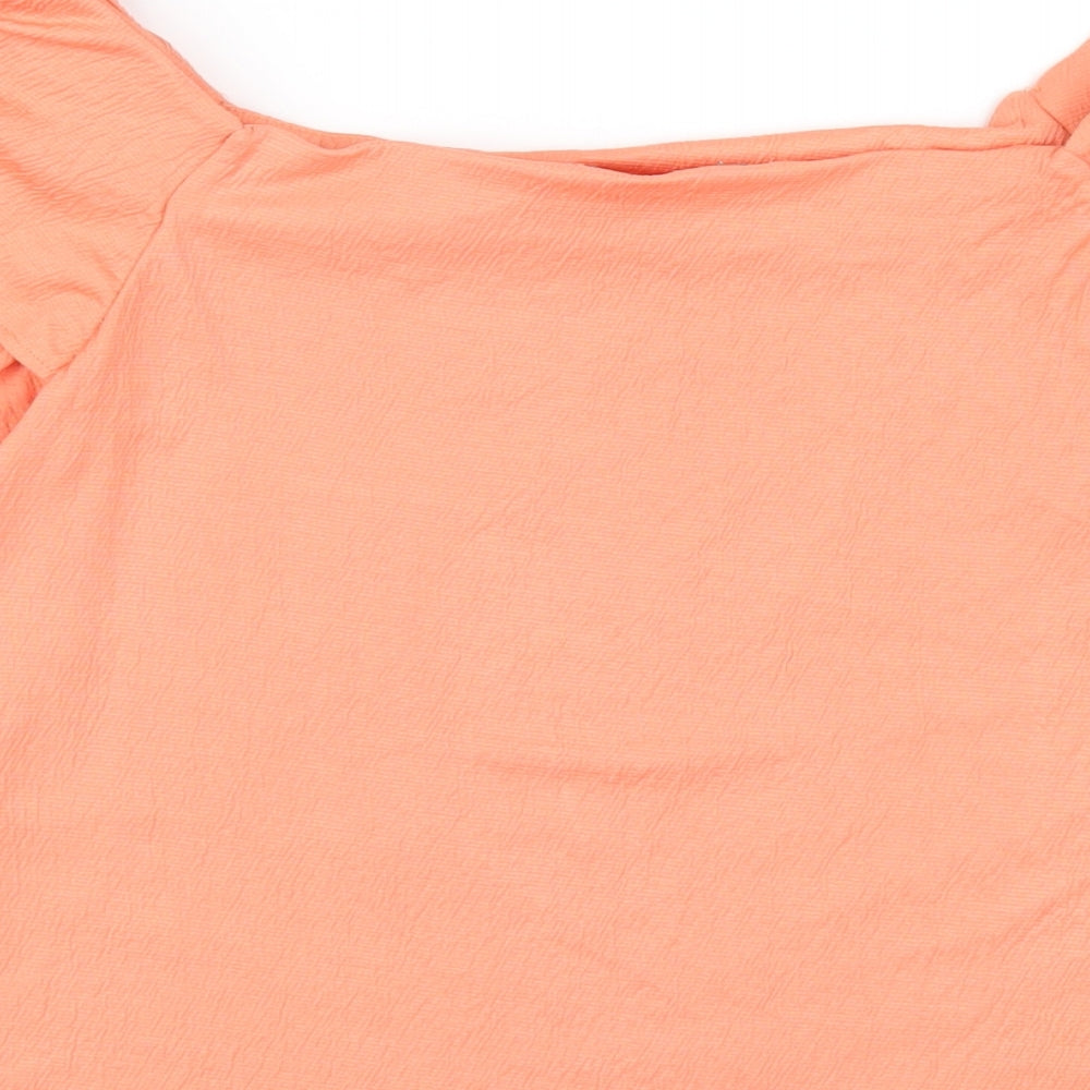 Marks & Spencer Womens Orange Polyester Basic T-Shirt Size 10 Off the Shoulder