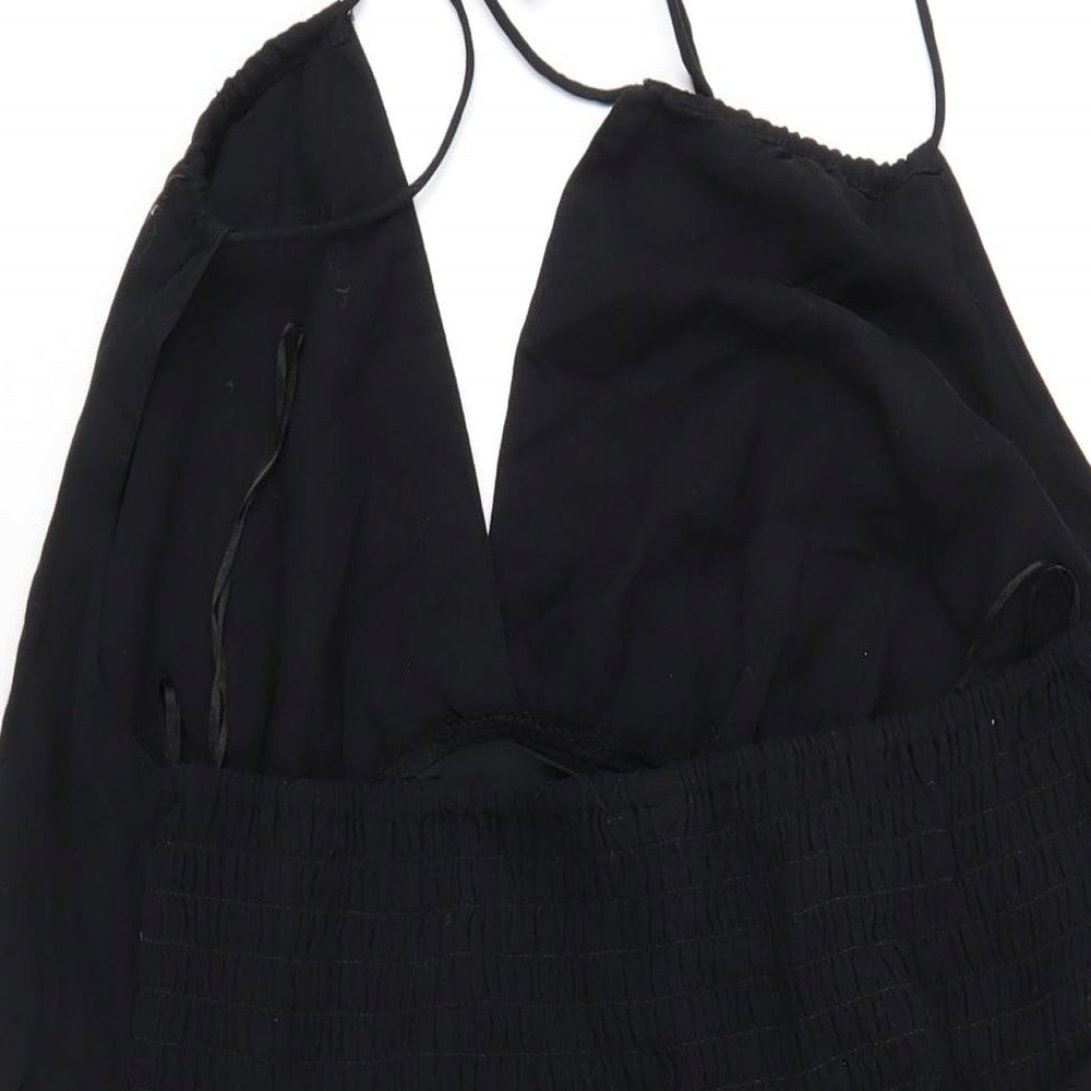 H&M Womens Black Cotton A-Line Size L V-Neck Pullover