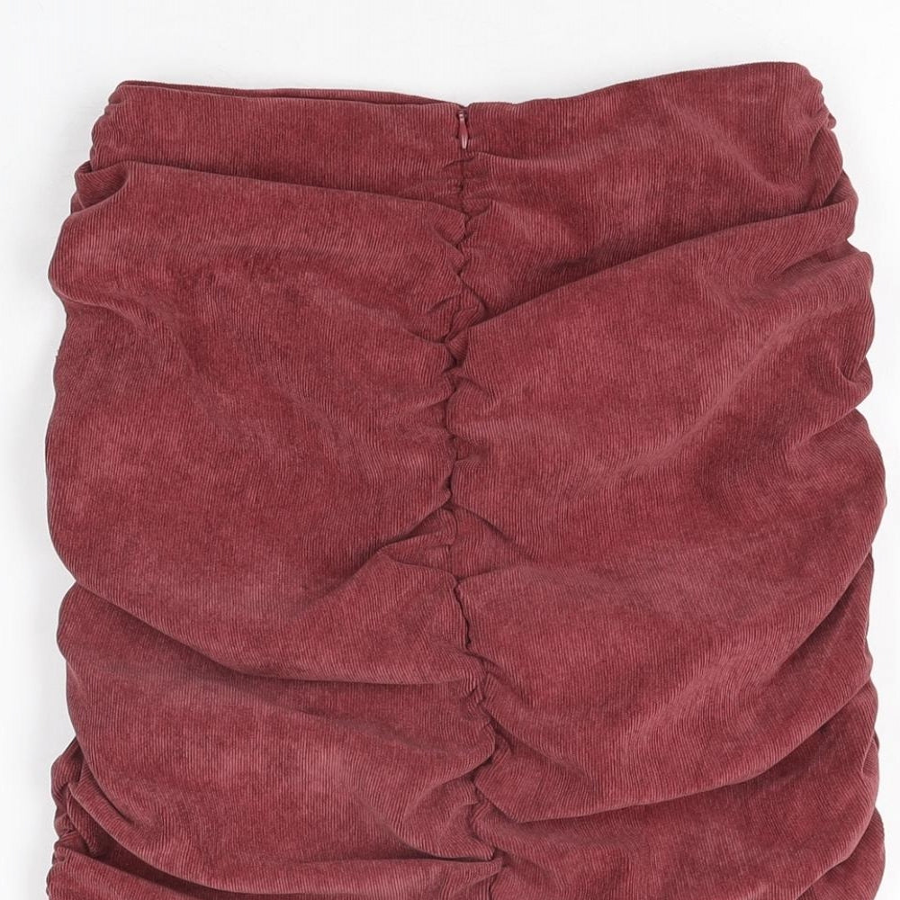 Zara Womens Red Polyester Mini Skirt Size XS Zip
