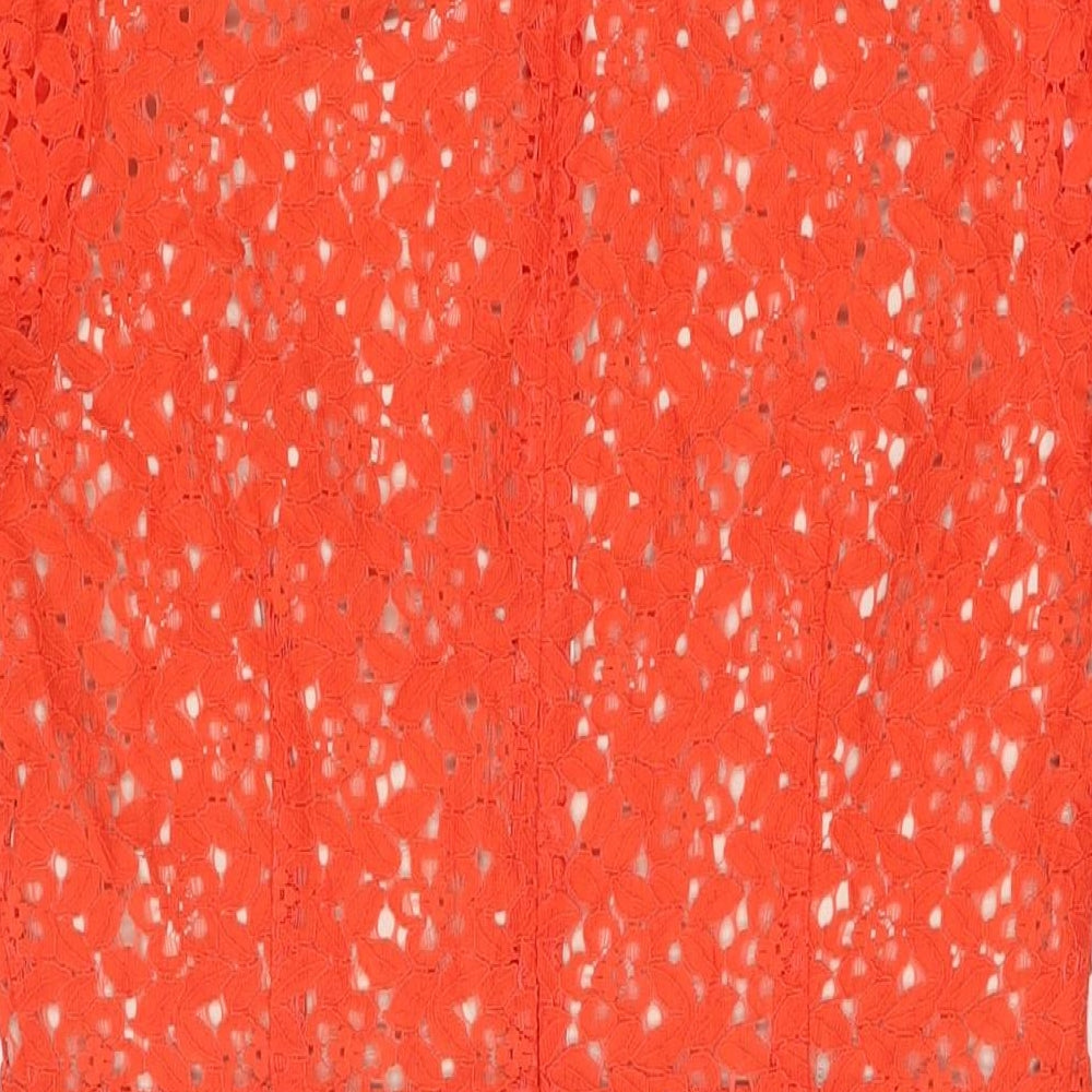 Oasis Womens Red Floral Polyester Shift Size 14 Round Neck Zip