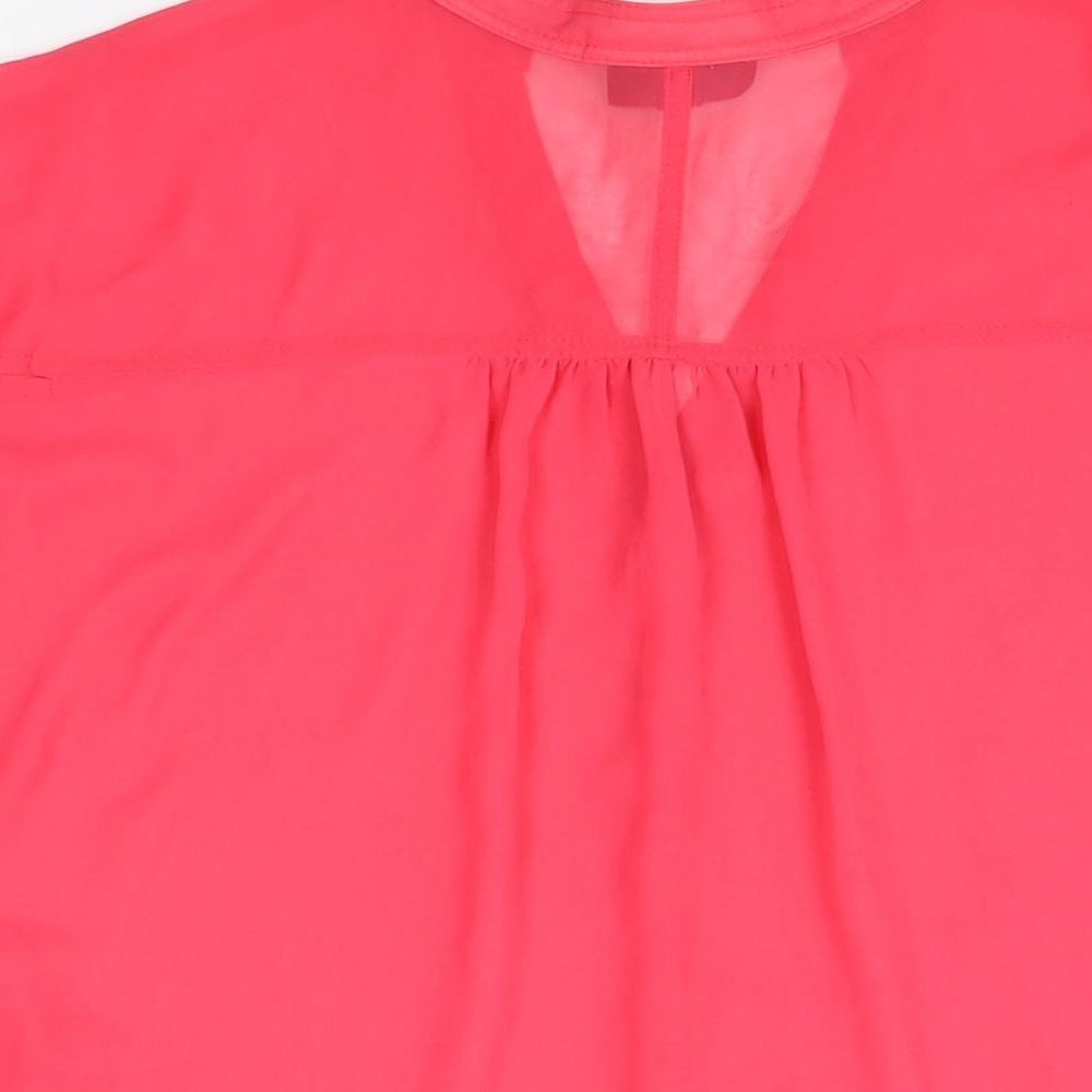 Topshop Womens Pink Polyester Basic Button-Up Size 10 V-Neck
