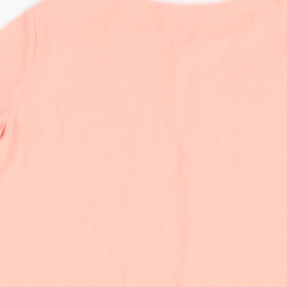 Mango Womens Pink Polyester Basic Blouse Size S Round Neck