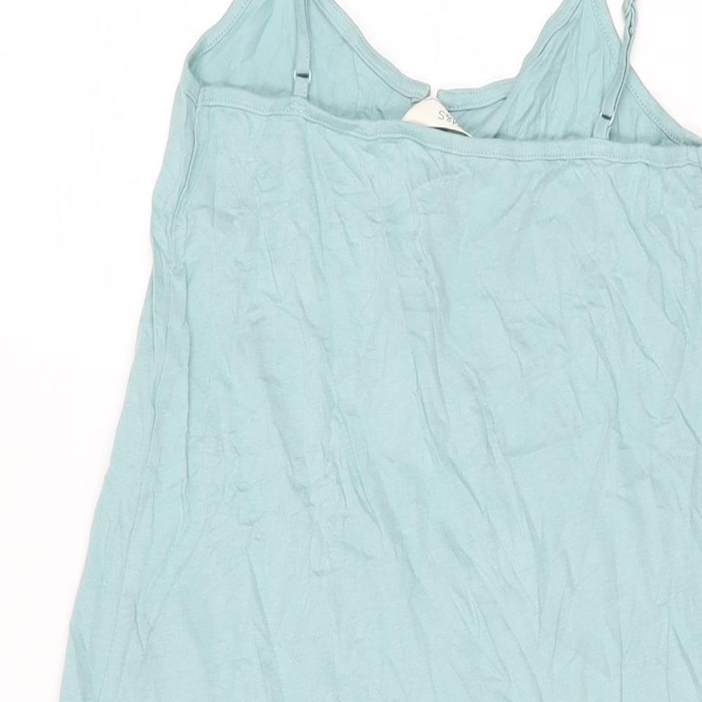 Marks & Spencer Womens Blue Solid Cotton Top Dress Size XS