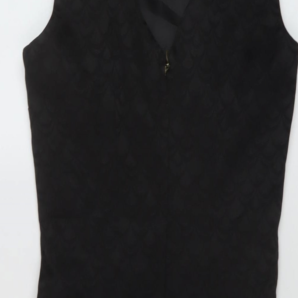H&M Womens Black Cotton Sheath Size 6 Round Neck Zip