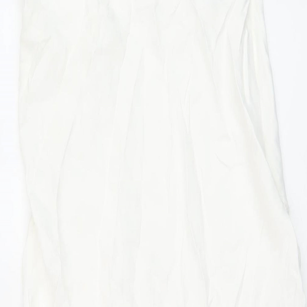 Zara Womens White Viscose A-Line Size M Off the Shoulder Zip