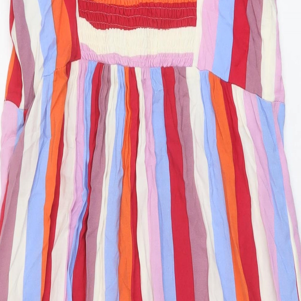 Marks & Spencer Womens Multicoloured Striped Viscose A-Line Size 14 Sweetheart Pullover