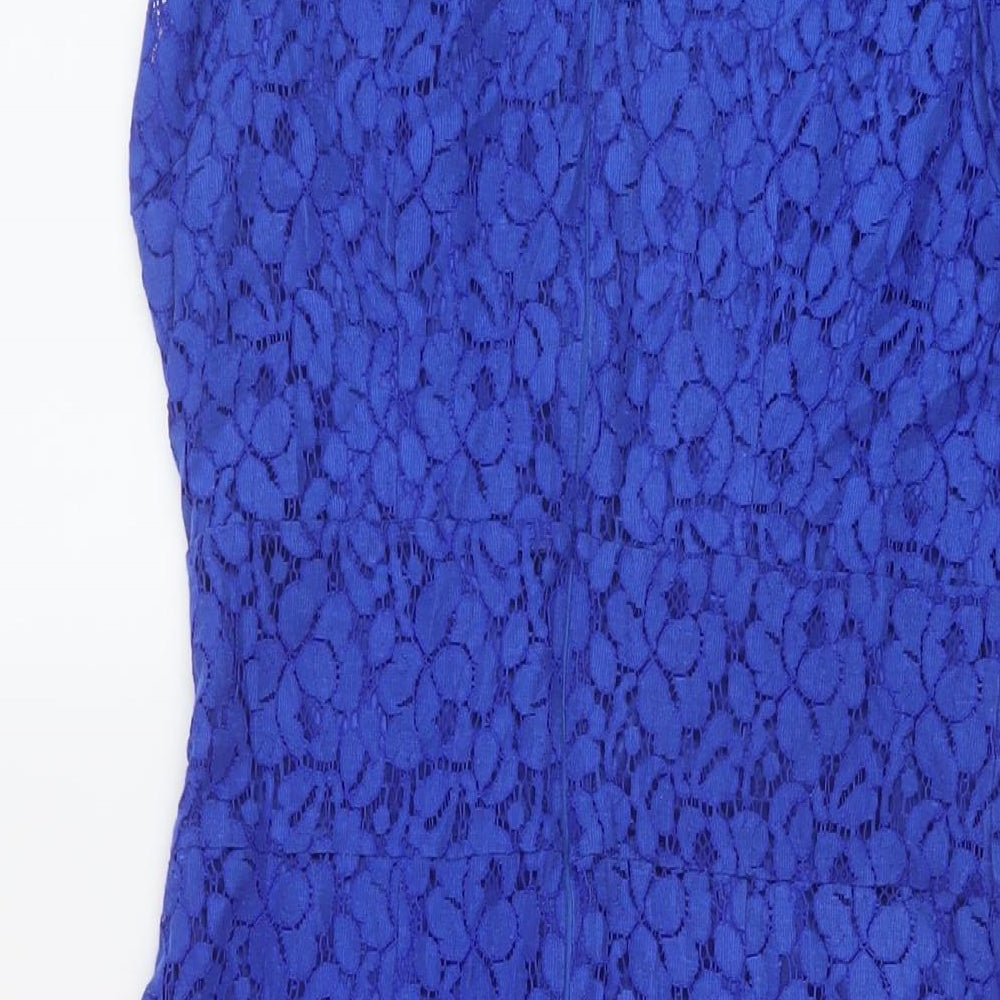 Apricot Womens Blue Cotton A-Line Size 10 Roll Neck Zip