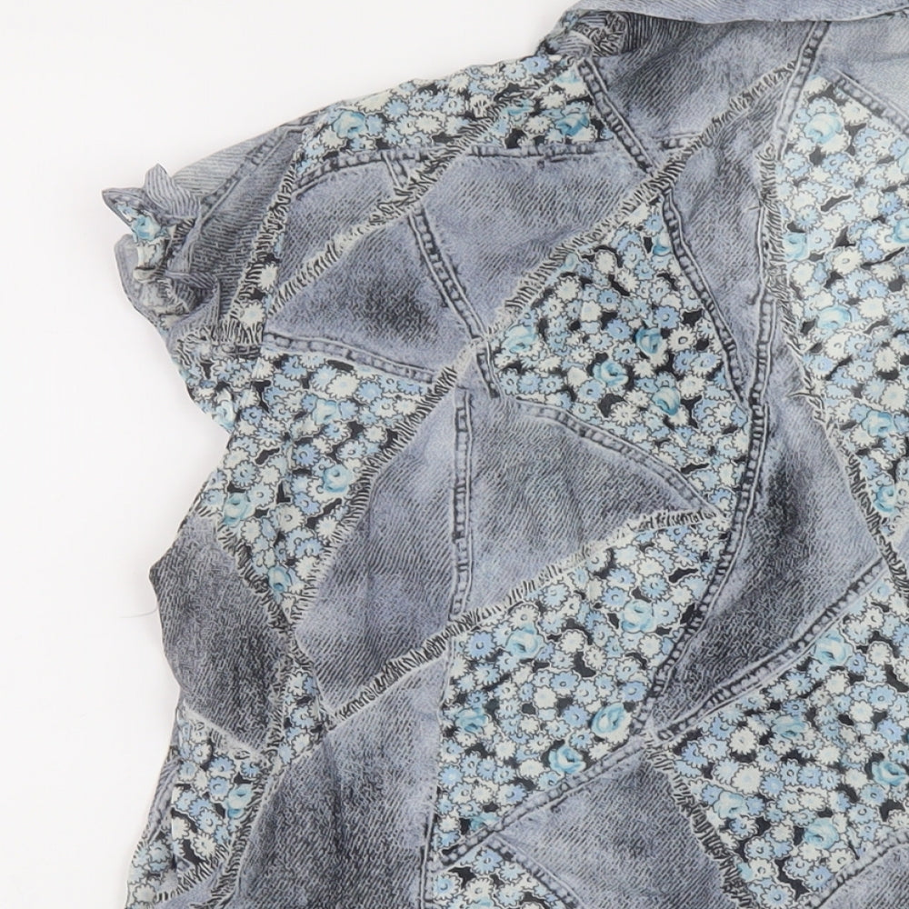 Steilmann Womens Blue Geometric Polyester Basic Blouse Size 16 Collared