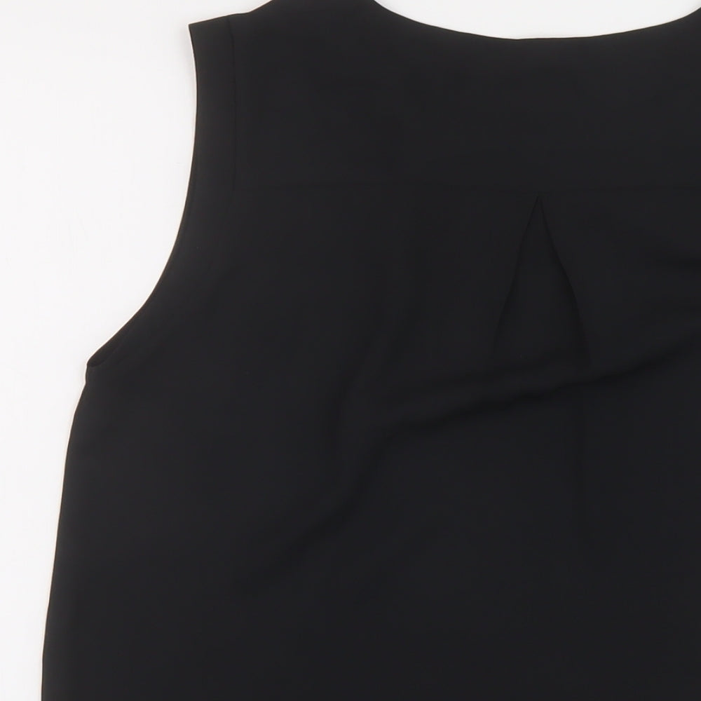 Marks & Spencer Womens Black Polyester Basic Tank Size 10 Round Neck