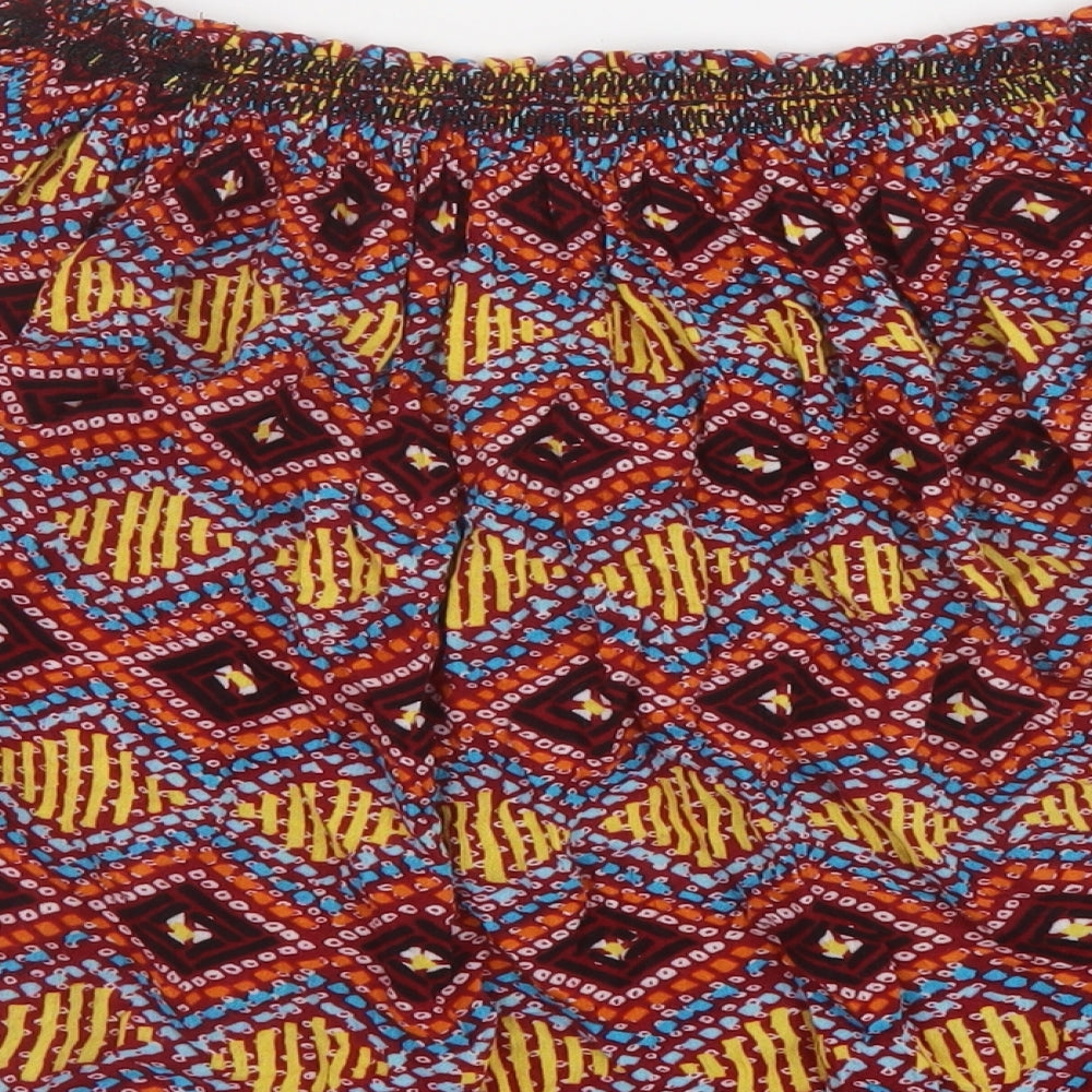 Marks & Spencer Womens Multicoloured Geometric Viscose Basic Blouse Size 10 Round Neck