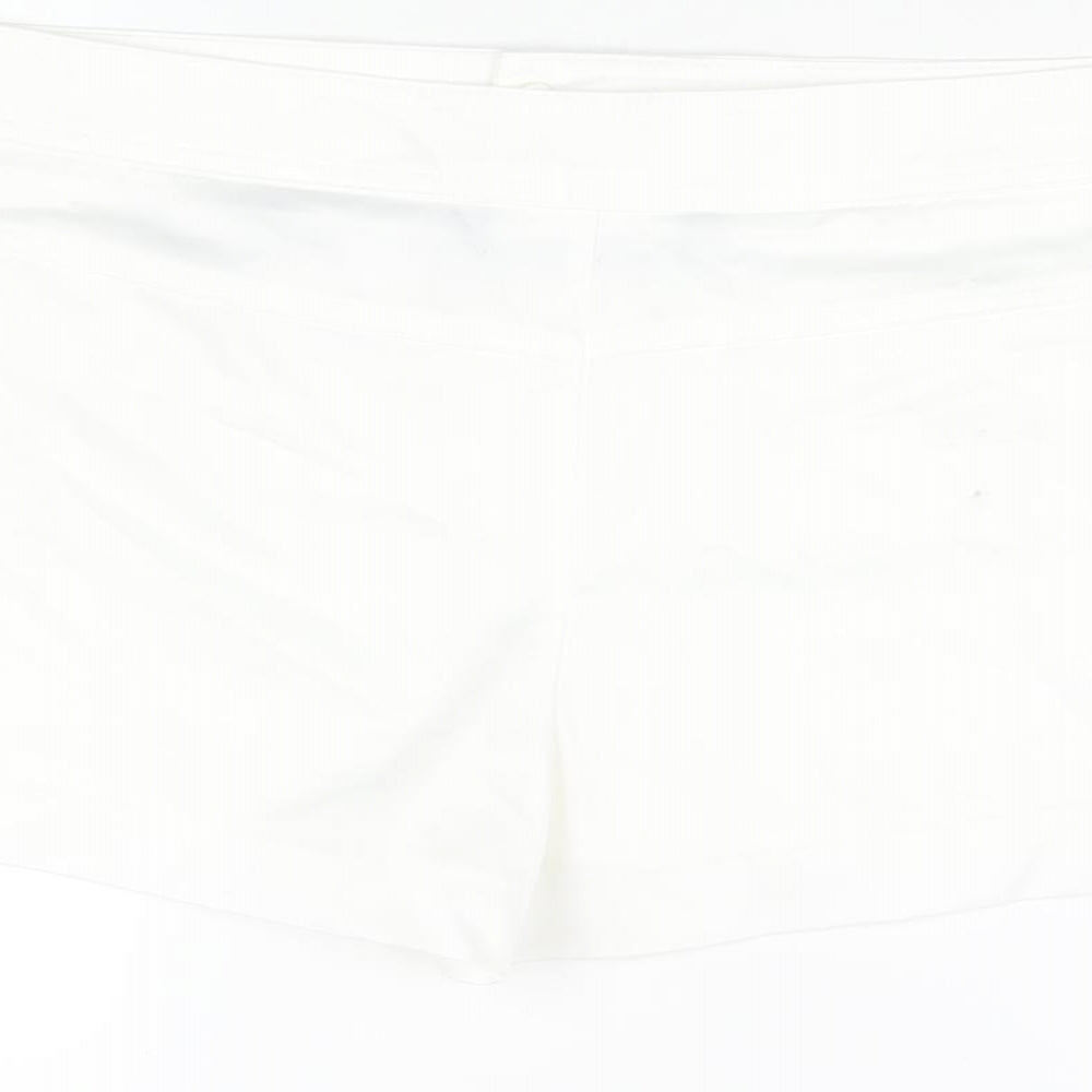 Zara Womens White Cotton Skort Skirt Size M Zip - Pocket