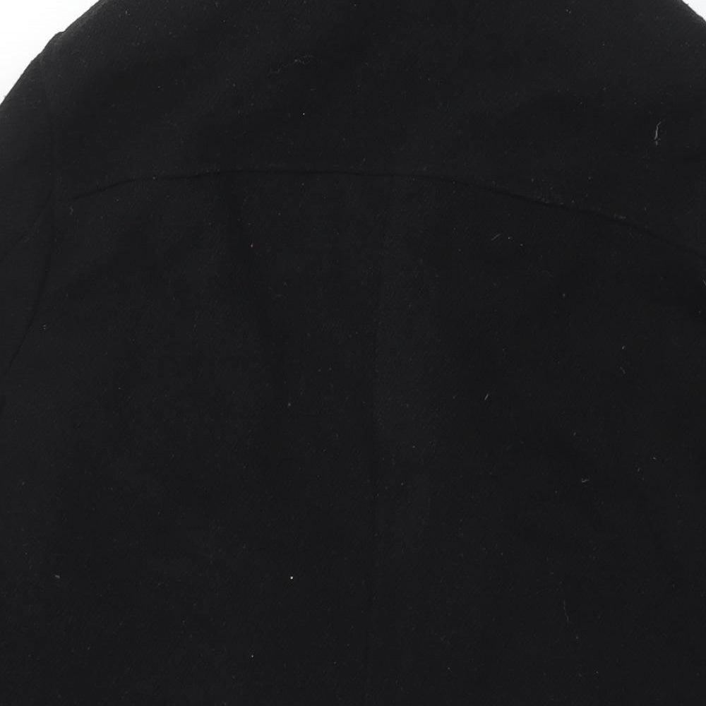 Topman Mens Black Pea Coat Coat Size S Snap