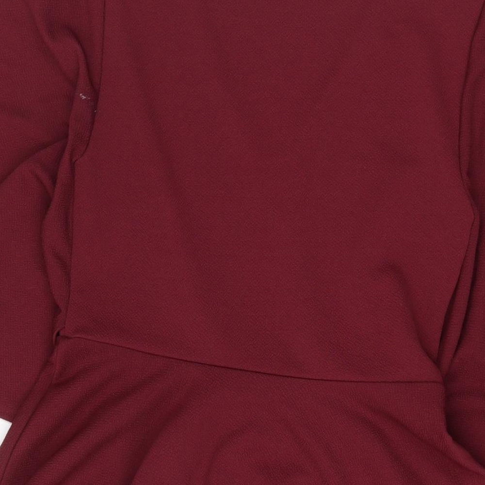 River Island Womens Red Polyester A-Line Size 10 V-Neck Pullover